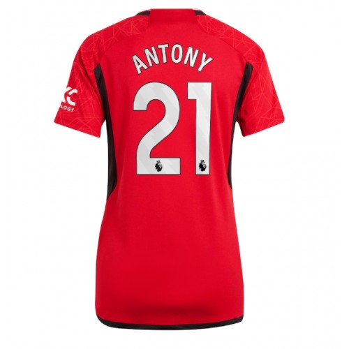 Fotballdrakt Dame Manchester United Antony #21 Hjemmedrakt 2023-24 Kortermet